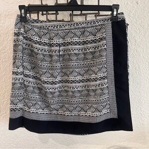 Love? Tribal Geometric Print Mini Skirt Black Cream Size Large